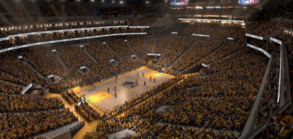 Los Golden State Warriors se inspiran en el fútbol para animar su nuevo pabellón