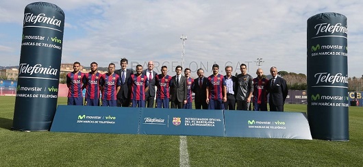 Acto de presentación del acuerdo entre Telefónica y el Barça.