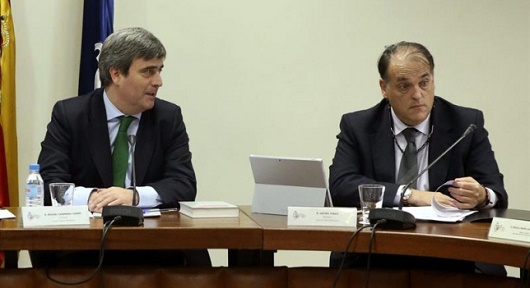 Miguel Cardenal, presidente del CSD, y Javier Tebas, su homólogo en la LFP.