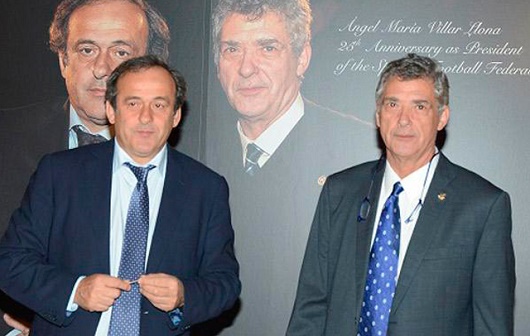 El presidente de la Uefa, Michel Platini, y el presidente de la Rfef, Ángel María Villar./ Flickr