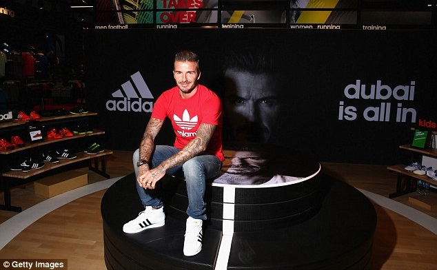 David Beckham en la nueva tienda de Adidas en Dubái. /Getty Images.