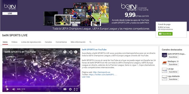 beIN Sports Youtube Mediapro 650