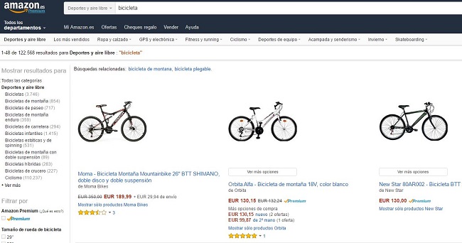 Amazon bicicleta e-commerce